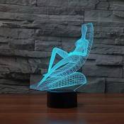 3D Chaise Longue LED Lampe Art Déco Lampe Lumières