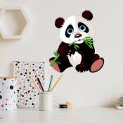 Ahlsen - Panda mignon manger bambou stickers muraux Chambre d'enfant décoration murale animaux dessin animé idées autocollants - multicolour