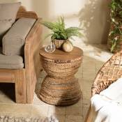 Alida - Tabouret assise en bois de teck recyclé -