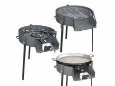 Barbecue rond avec support en acier inoxydable coloris noir - 60 x 81 x 93 cm