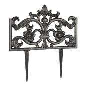 Bordure de jardin fonte de fer clôture métal piquet antiquités HxlxP: 37 x 36 x 2 cm, bronze - Relaxdays