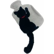 Bouillotte chat noir avec housse en peluche pour chat,