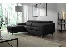- canapé d'angle en cuir italien de luxe 5 places astra, noir, angle gauche