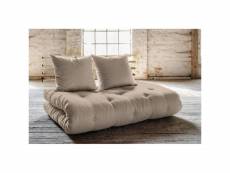 Canapé lit futon shin sano beige et pin massif couchage