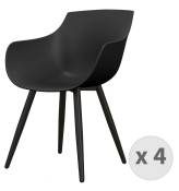 Chaise Coque noire, pieds métal noir (x4)