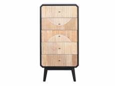 Chiffonnier , meuble de rangement en bois coloris naturel, noir - longueur 48,30 x profondeur 35 x hauteur 100 cm