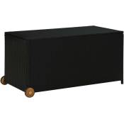 Coffre boîte meuble de jardin rangement 120 x 65 x 61 cm résine tressée noir - Noir