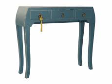 Console table console en bois de sapin et mdf coloris bleu pétrole - longueur 96 x profondeur 26 x hauteur 80 cm