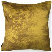 Coussin velours jaune moutarde 50x50