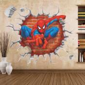 Crea - 3d dessin animé Spiderman Stickers muraux Super héros pour les chambres d'enfants garçons--