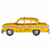 Déco murale taxi en métal jaune 12x33