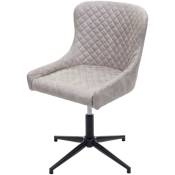 Décoshop26 - Chaise de bureau sans roulettes pivotante style vintage hauteur réglable en tissu/textile gris pied en métal