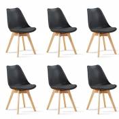 Designetsamaison Lot de 6 chaises scandinaves Noires