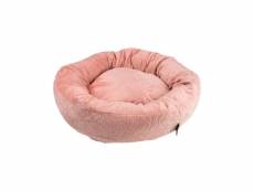 Doulito-coussin donut velours pour animaux - broderie fleurie - diamètre 50cm - rose