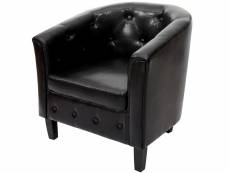 Fauteuil newport t809, fauteuil de salon / club, similicuir ~ noir avec rivets