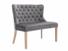 Fauteuil velours gris chaise avec pieds en chêne, banc de salon moderne, chaise double