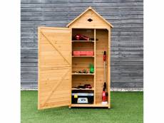 Giantex armoire abri de jardin en bois remise pour outils avec 5 etagères 70 x 35,5 x 176 cm avec tôle galvanisé