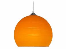 Globe lignes - suspension globe verre orange 11276