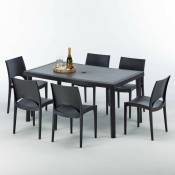Grand Soleil - Table rectangulaire et 6 chaises Poly