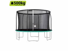 Greaden trampoline de jardin freestyle vert 360 fitness extérieur ø 366cm - filet de sécurité/coussin de protection/tapis de saut