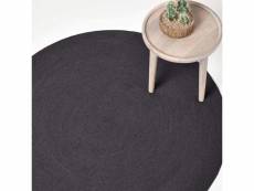 Homescapes tapis rond tissé à plat en coton noir, 150 cm RU1333D