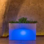 Jardinière pot de fleurs rectangulaire avec lumière en résine 90X30 cm mod. Flowerpot Top Led Bleu