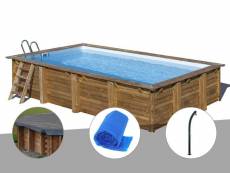 Kit piscine bois sunbay evora 6,20 x 4,20 x 1,33 m + bâche hiver + bâche à bulles + douche