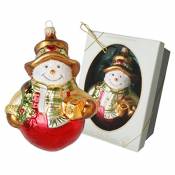 Krebs Glas Lauschaer Glas Bonhomme de neige avec écharpe, Noël, pendentif