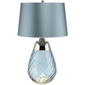 Lena Petite lampe de table bleue à 2 lumières, verre teinté bleu, abat-jour bleu canard, E27 - Elstead