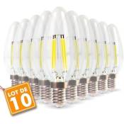 Lot de 10 Ampoules LED E14 Flamme Filament 4w Eq 40W