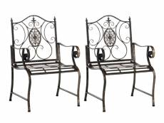 Lot de 2 chaises de jardin punjab en fer avec accoudoirs , bronze