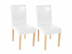Lot de 2 chaises de salle à manger cuisine en cuir blanc pieds en bois clair design moderne 04_0000284