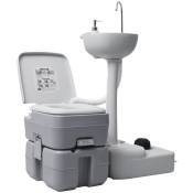 Maisonchic - Toilette de camping Toilette Portable wc Chimique et support à laver les mains Gris 63054