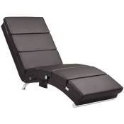Méridienne London Chaise longue d'intérieur design avec fonction de massage chauffage Fauteuil relax salon Similicuir brun foncé - Casaria