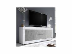 Meuble tv 2 portes 2 tiroirs blanc-béton clair - matera