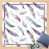 Micasia - Tapis en vinyle - Boho Watercolour Feathers