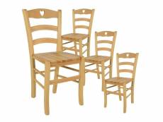 Naples - lot de 4 chaises naturelles et assises en bois
