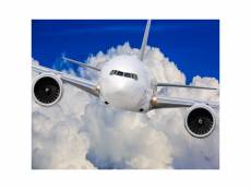 Papier peint walltastic avion de ligne blanc biréacteurs au dessus des nuages blancs 305x244 cm