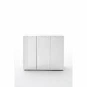 Pegane Commode avec 3 portes coloris laqué blanc brillant - L120 x H101 x P39 cm