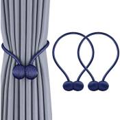 Petites Ecrevisses - Lot de 2 Embrasses de Rideaux Magnétiques Corde pour Rideaux Tressage avec Aimant Solide pour Chambre Salon Bureau - Bleu