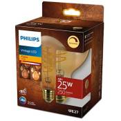Philips ampoule LED Globe 93mm E27 25W Blanc Chaud Ambré, Compatible Variateur, Verre