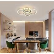 Plafonnier LED Moderne, 60W Lustre de Plafond Design à 4 Anneaux, Lampe de Plafond en Acrylique bulle transparente , pour salon, chambre, cuisine,