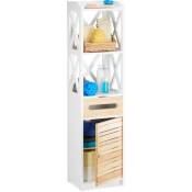 Relaxdays Armoire colonne de salle de bain ou cuisine 6 niveaux porte armoire étroite tiroir, blanc