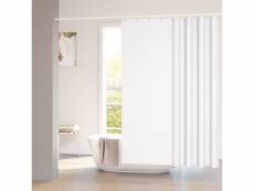 Rideau de douche anti-moisissure. Rideau de baignoire 100% polyester avec œillets.200x200cm blanc
