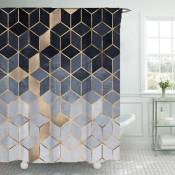 Rideau de douche en marbre abstrait géométrique grille cubique lignes dorées moderne salle de bain décor à la maison tissu polyester imperméable