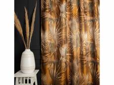 Rideau tamisant 135 x 280 cm à oeillets jacquard editeur motif palmier satiné doré