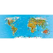 Sanders&sanders - Affiche carte du monde pour enfants - 202 x 90 cm de bleu, jaune et vert