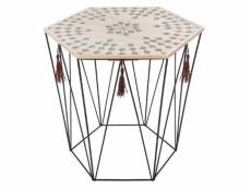 Table à café octogonale en métal "etnik" 40cm noir