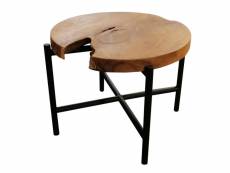 Table basse en bois de teck avec piètement croisé