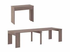 Table console extensible jusqu'à 300 cm, chêne foncé